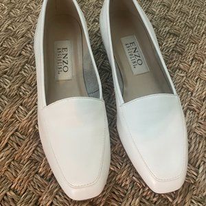 Enzo Angiolini Liberty White Leather Flats Slip On Loafers  size 6M